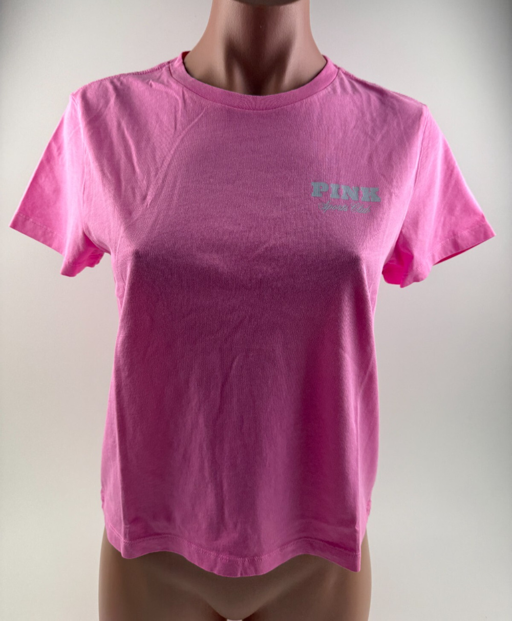 Victoria's Secret PINK Cotton Short Sleeve Sleep Crop Top Shirt Pink XS NWT